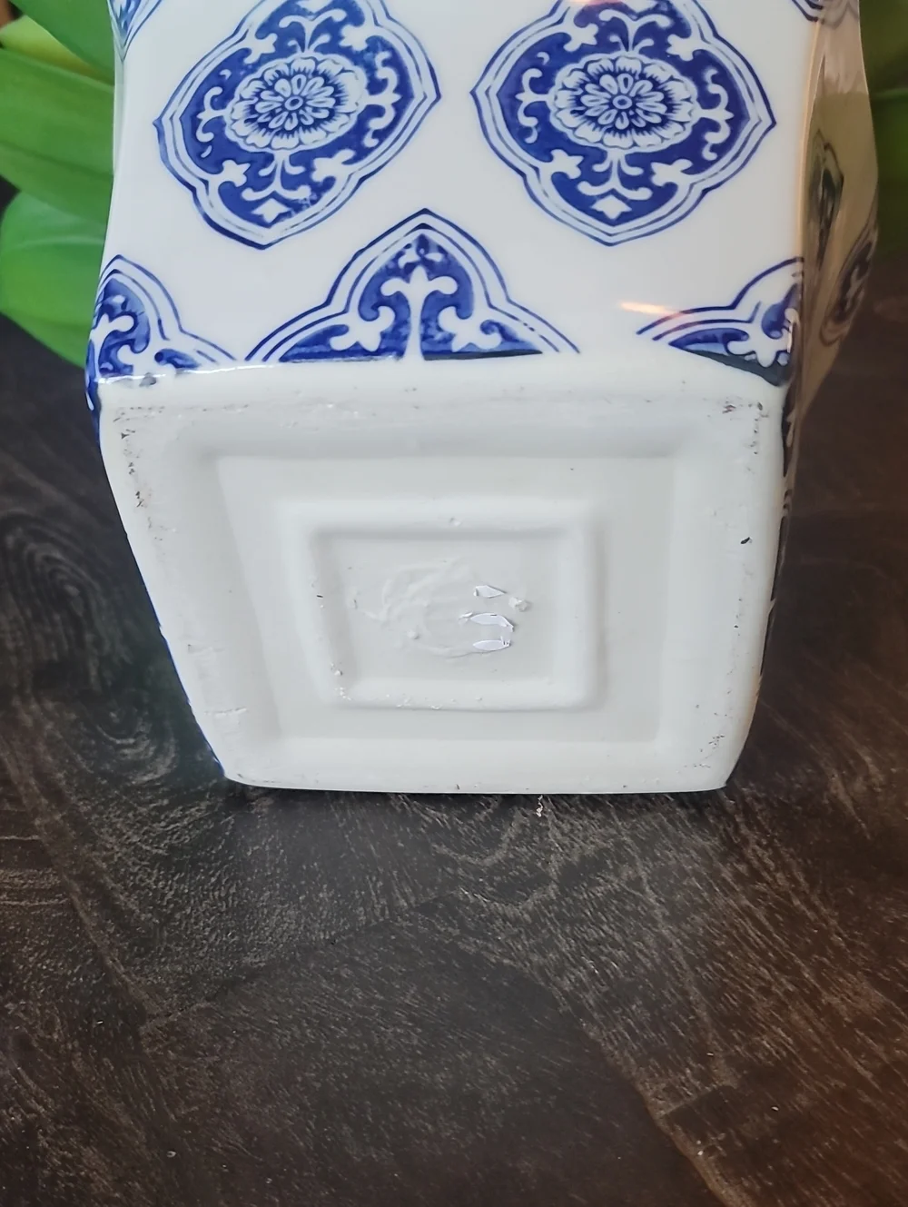 Artificial Succulent Plant in Blue and White Ceramic Pot - Unbranded